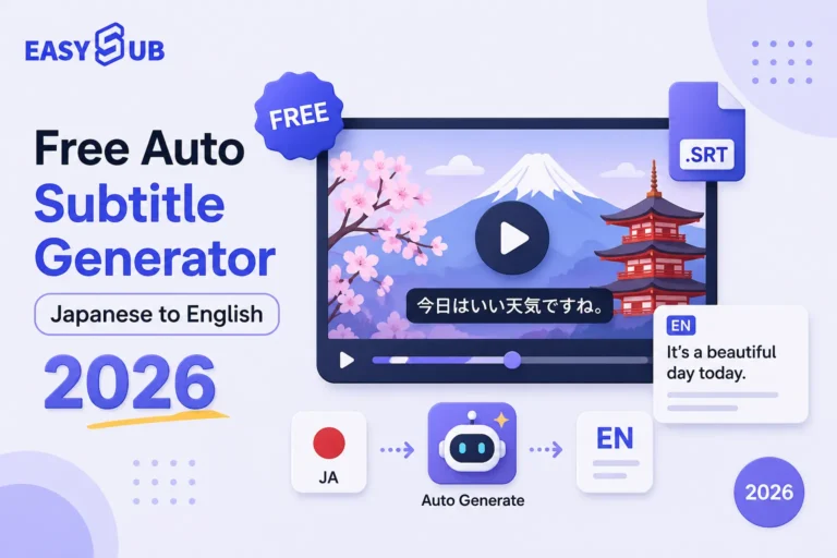 Generador automático de subtítulos gratuito de japonés a inglés