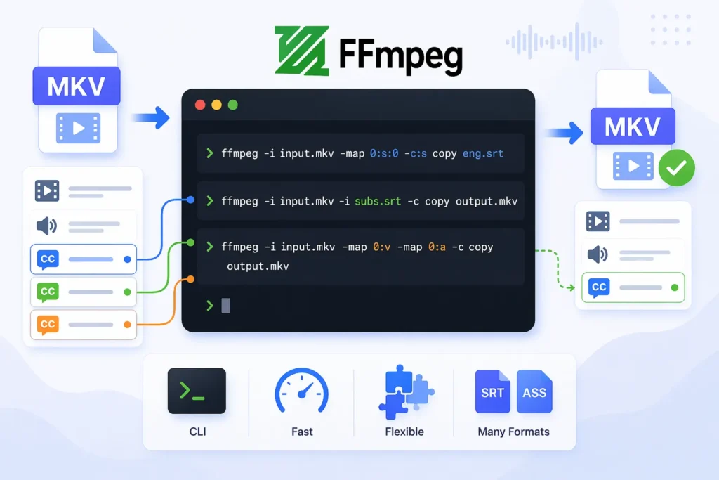 استخدام أداة سطر الأوامر (ffmpeg)