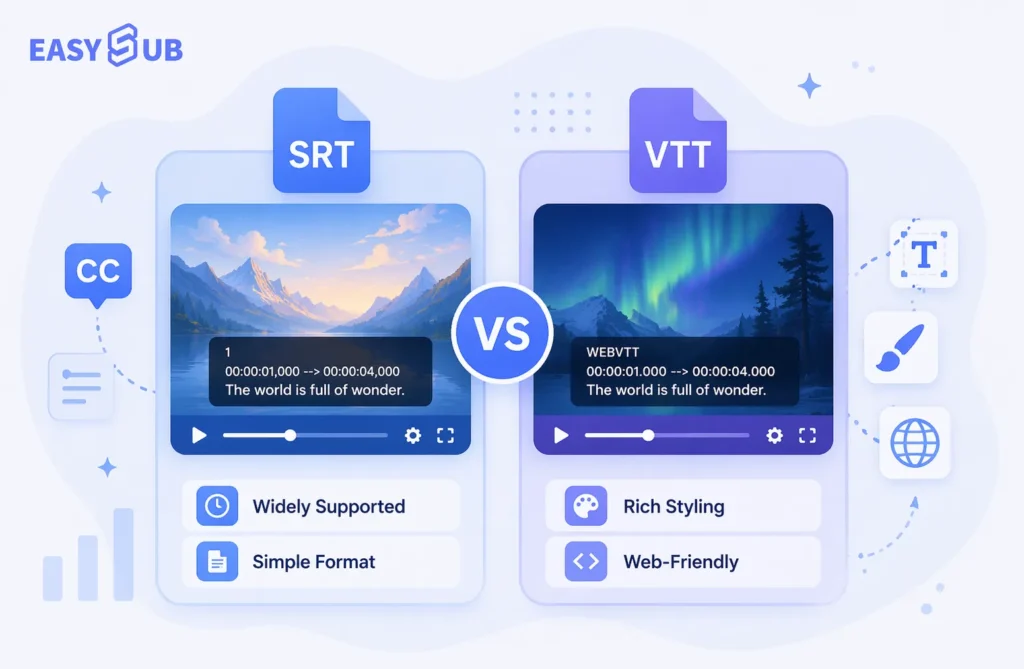 SRT เทียบกับ VTT