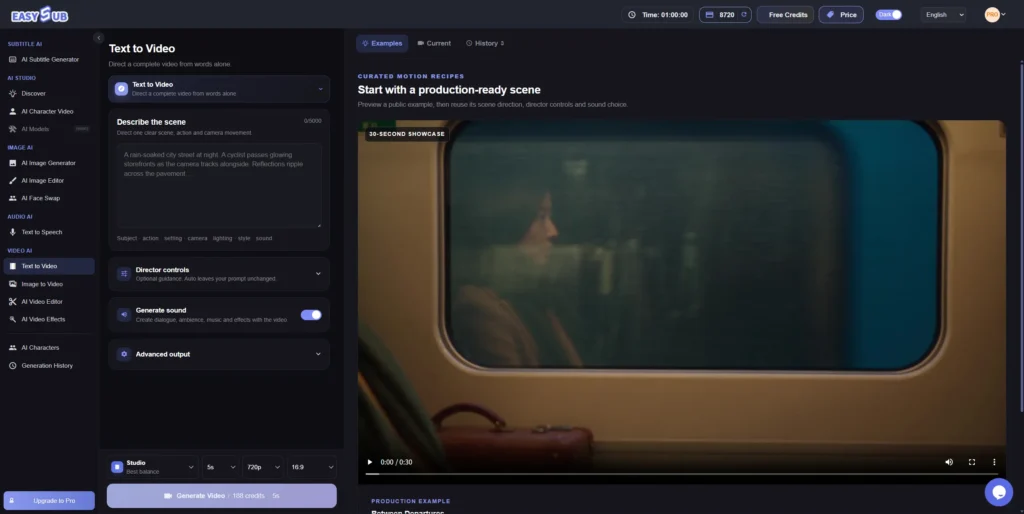 AI text to video generator workflow preview