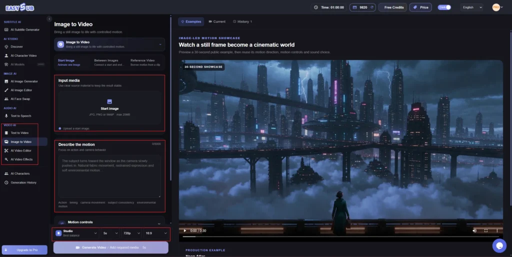 Pratinjau alur kerja AI Video Generator untuk Teks, Gambar, dan Lainnya