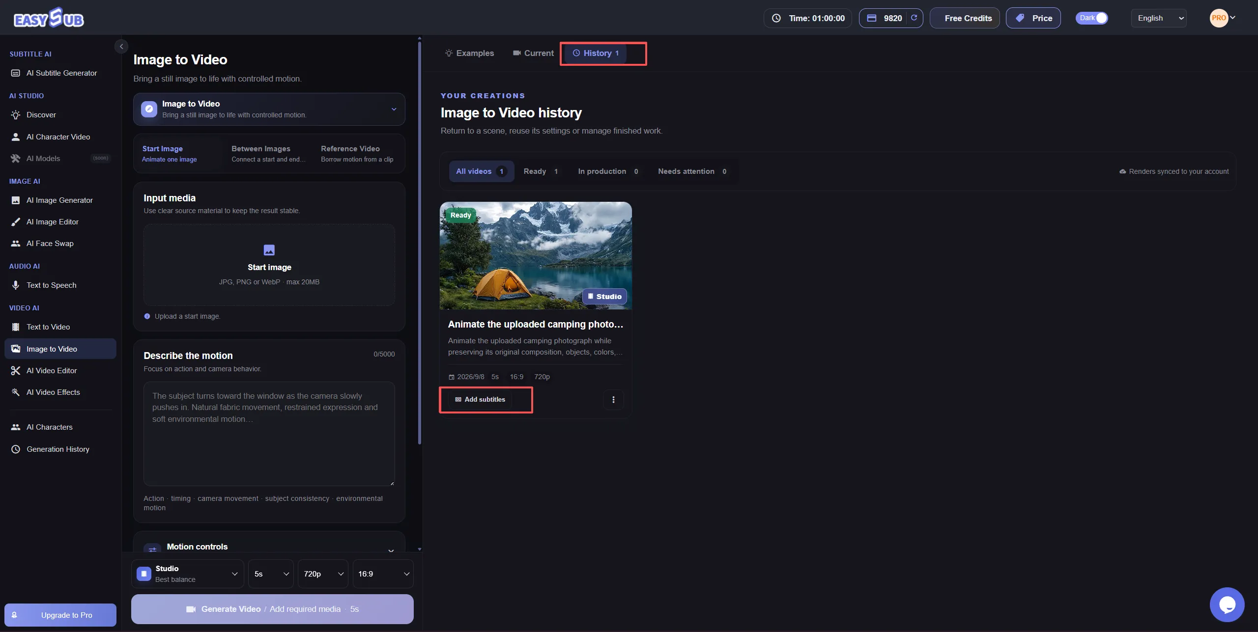 How to Generate an AI Video with EasySub