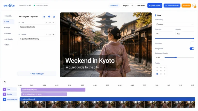 Add Text to Video tool