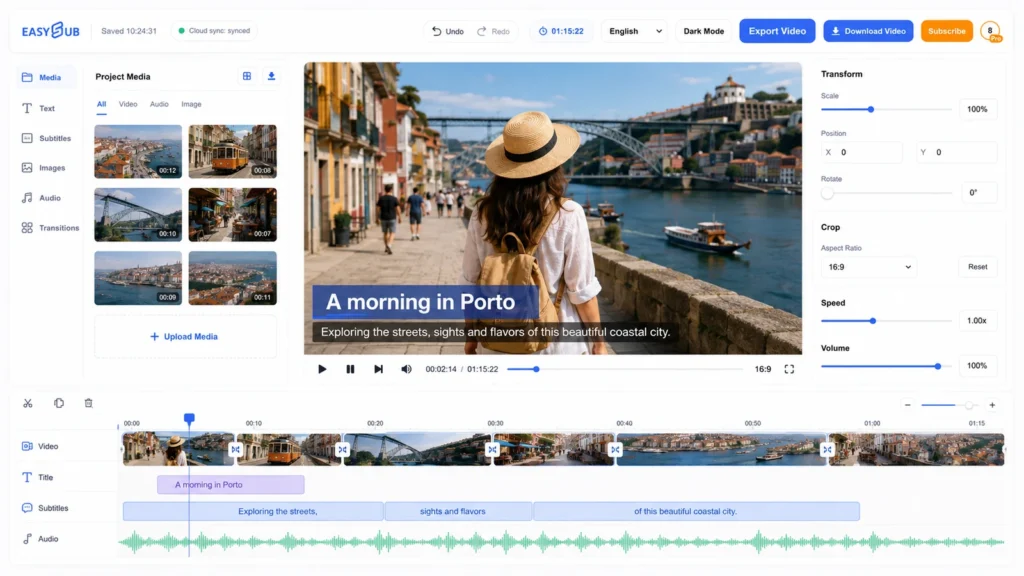 Free Online Video Editor workflow preview