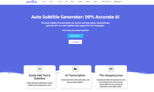 โปรแกรมสร้างคำบรรยายอัตโนมัติออนไลน์ AI Subtitle Generator EASYSUB